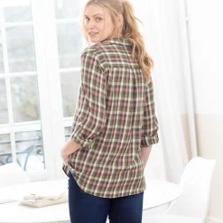 Bloes En Tuniek<Blancheporte Lang hemd met ingeweven ruitjes, flanel groen / roze