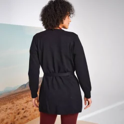 Trui En Vest<Blancheporte Lang vest, bindceintuur zwart