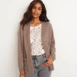 Trui En Vest<Blancheporte Lang vest in harig tricot taupe