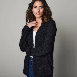 Trui En Vest<Blancheporte Lang vest in harig tricot zwart