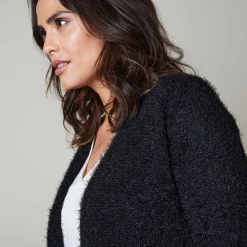 Trui En Vest<Blancheporte Lang vest in harig tricot zwart