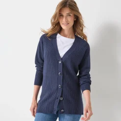 Trui En Vest<Blancheporte Lang vest met knoopsluiting inktblauw