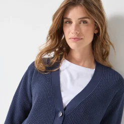 Trui En Vest<Blancheporte Lang vest met knoopsluiting inktblauw