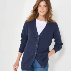 Trui En Vest<Blancheporte Lang vest met knoopsluiting inktblauw