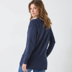 Trui En Vest<Blancheporte Lang vest met knoopsluiting inktblauw