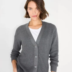 Trui En Vest<Blancheporte Lang vest met knoopsluiting chiné grijs