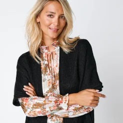 Trui En Vest<Blancheporte Lang vest met mohairtouch, korte mouwen zwart
