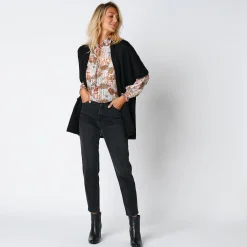 Trui En Vest<Blancheporte Lang vest met mohairtouch, korte mouwen zwart
