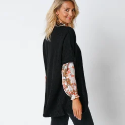 Trui En Vest<Blancheporte Lang vest met mohairtouch, korte mouwen zwart