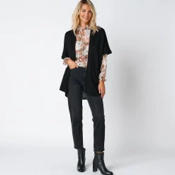 Trui En Vest<Blancheporte Lang vest met mohairtouch, korte mouwen zwart