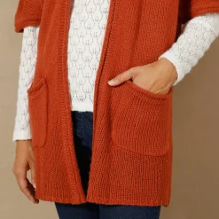 Trui En Vest<Blancheporte Lang vest met mohairtouch, korte mouwen terracotta