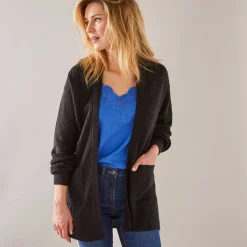 Trui En Vest<Blancheporte Lang vest, patenttricot met zachte touch zwart