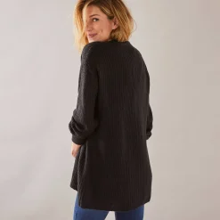 Trui En Vest<Blancheporte Lang vest, patenttricot met zachte touch zwart