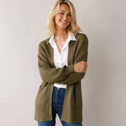 Trui En Vest<Blancheporte Lang vest, patenttricot met zachte touch bronskleur