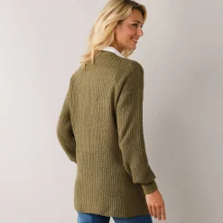 Trui En Vest<Blancheporte Lang vest, patenttricot met zachte touch bronskleur