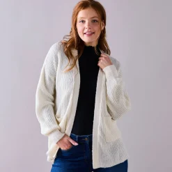 Trui En Vest<Blancheporte Lang vest, patenttricot met zachte touch ecru
