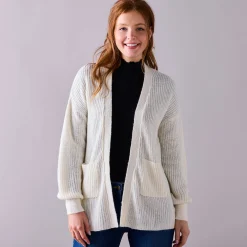 Trui En Vest<Blancheporte Lang vest, patenttricot met zachte touch ecru