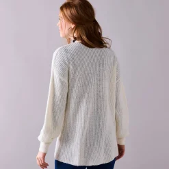 Trui En Vest<Blancheporte Lang vest, patenttricot met zachte touch ecru