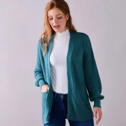 Trui En Vest<Blancheporte Lang vest, patenttricot met zachte touch saliegroen