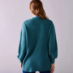 Trui En Vest<Blancheporte Lang vest, patenttricot met zachte touch saliegroen