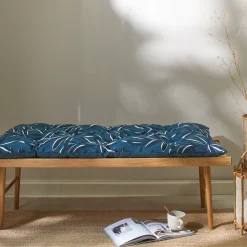 Vloerkussen<Blancheporte Lang vloerkussen met bladerenprint blauw