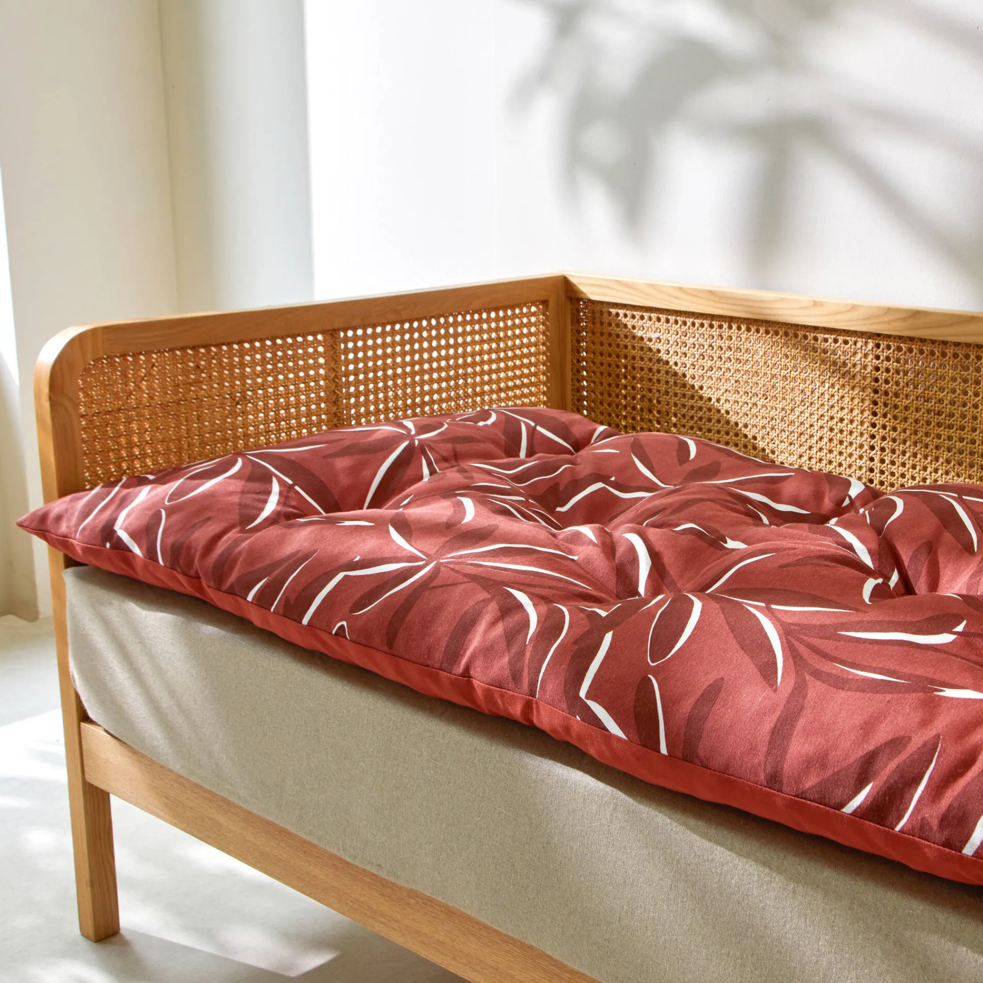 Vloerkussen<Blancheporte Lang vloerkussen met bladerenprint terracotta