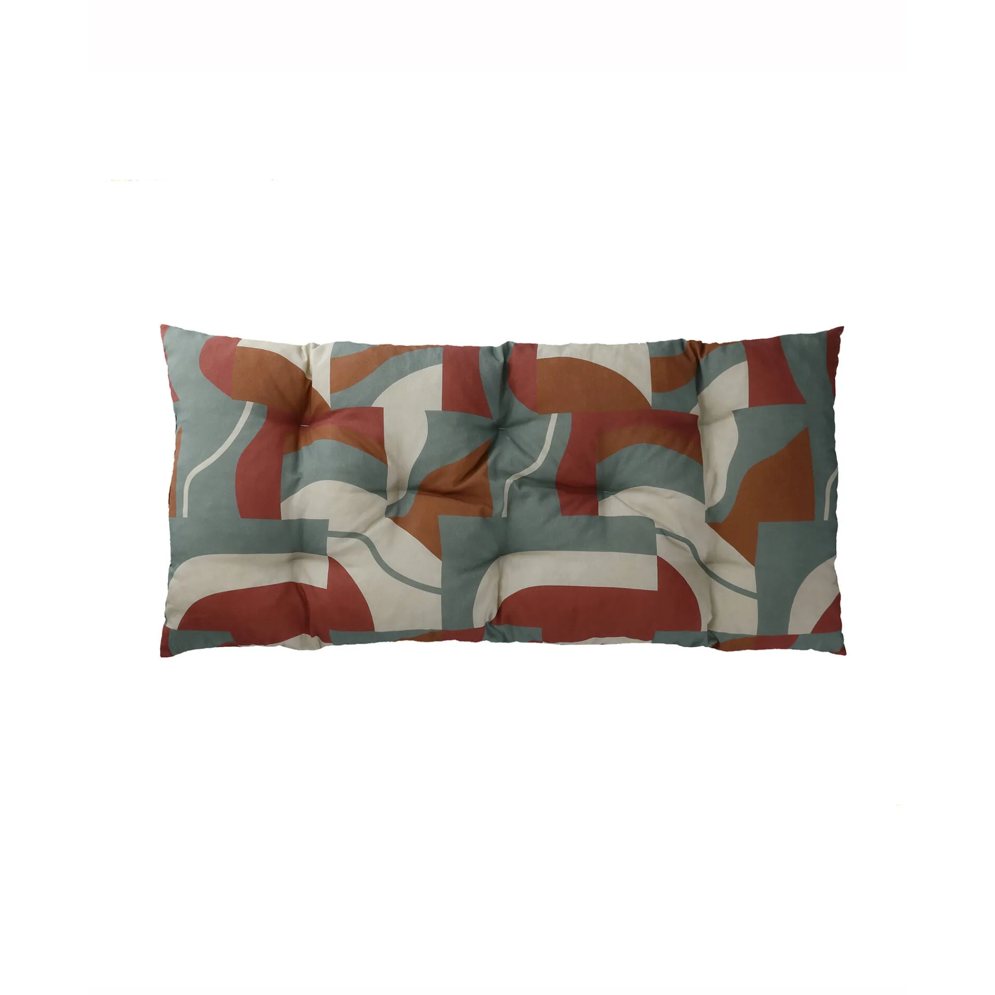 Vloerkussen<Blancheporte Lang vloerkussen met 'geometrische' print terracotta / karamel / eucalyptus