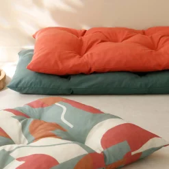 Vloerkussen<Blancheporte Lang vloerkussen met 'geometrische' print terracotta / karamel / eucalyptus