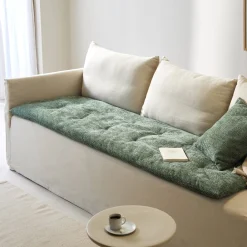 Vloerkussen<Blancheporte Lang zitbankkussen, chenilleweefsel groen