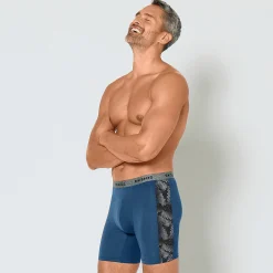 Ondergoed<Blancheporte Lange boxer, bedrukt opzij, shortmodel - set van 2 zwart + blauw
