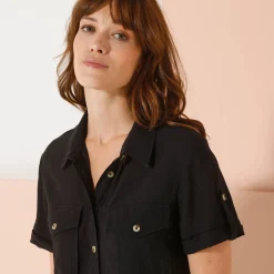 Bloes En Tuniek<Blancheporte Lange, effen tuniek in bloesmodel met zakken, korte mouwen marine