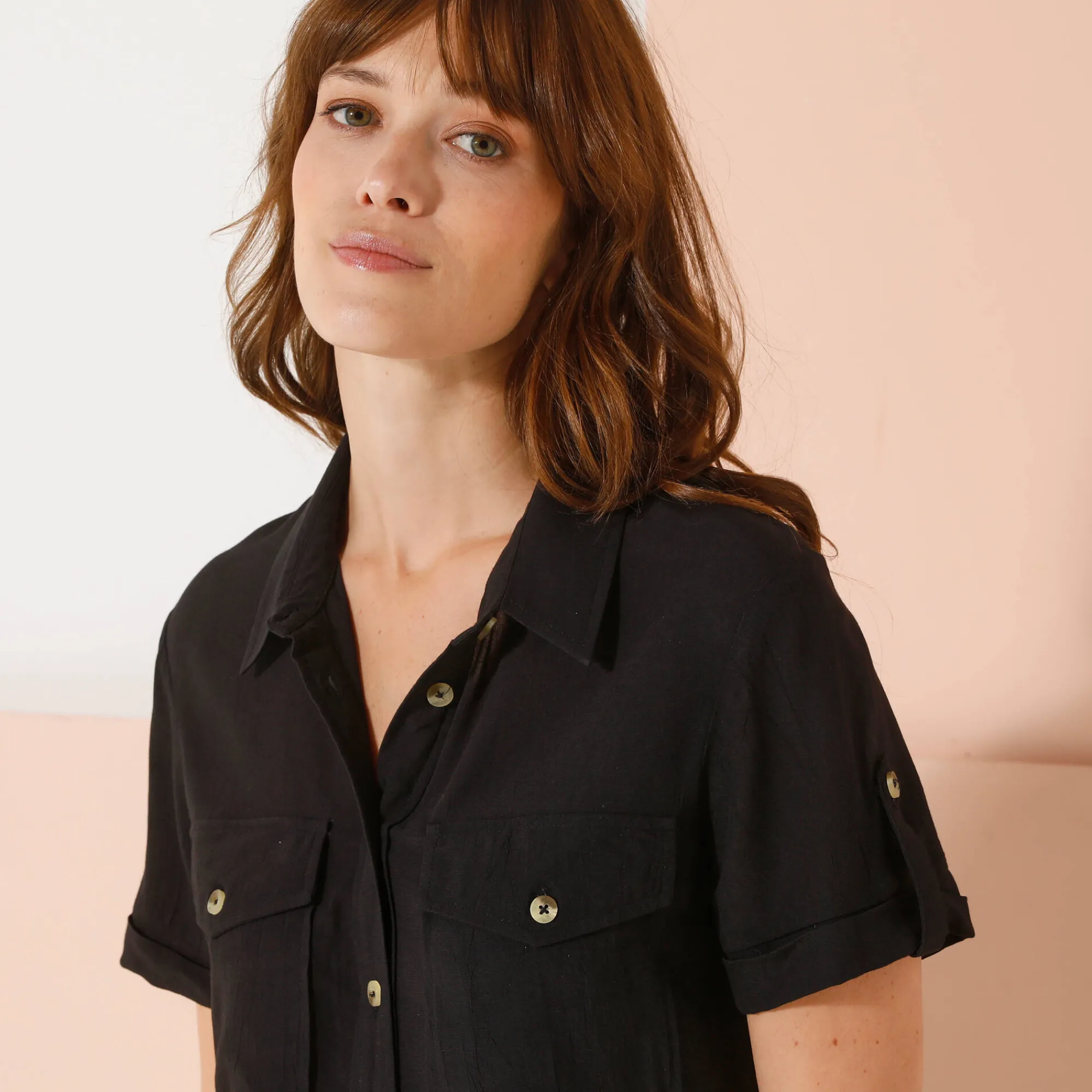 Bloes En Tuniek<Blancheporte Lange, effen tuniek in bloesmodel met zakken, korte mouwen marine