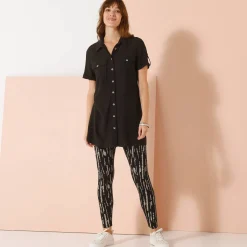 Bloes En Tuniek<Blancheporte Lange, effen tuniek in bloesmodel met zakken, korte mouwen marine