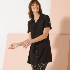 Bloes En Tuniek<Blancheporte Lange, effen tuniek in bloesmodel met zakken, korte mouwen marine