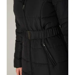 Parka En Donsjas<Colors&Co Lange gewatteerde jas met ceintuur zwart