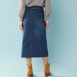 Rok<Blancheporte Lange jeansrok, kleine lengtes stone