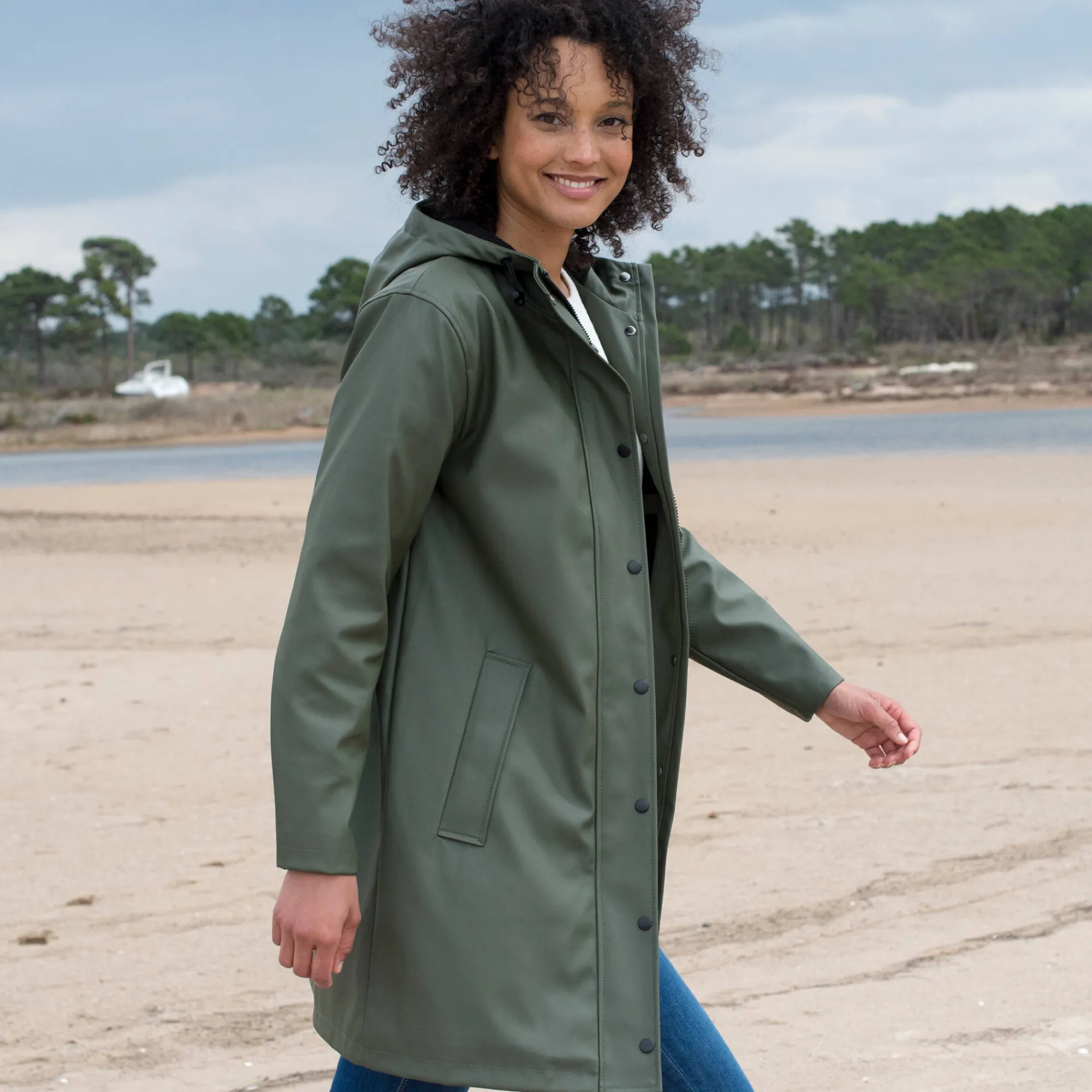 Parka En Donsjas<Blancheporte Lange regenjas, gevoerd met fleece, gerecycleerd polyester** kaki