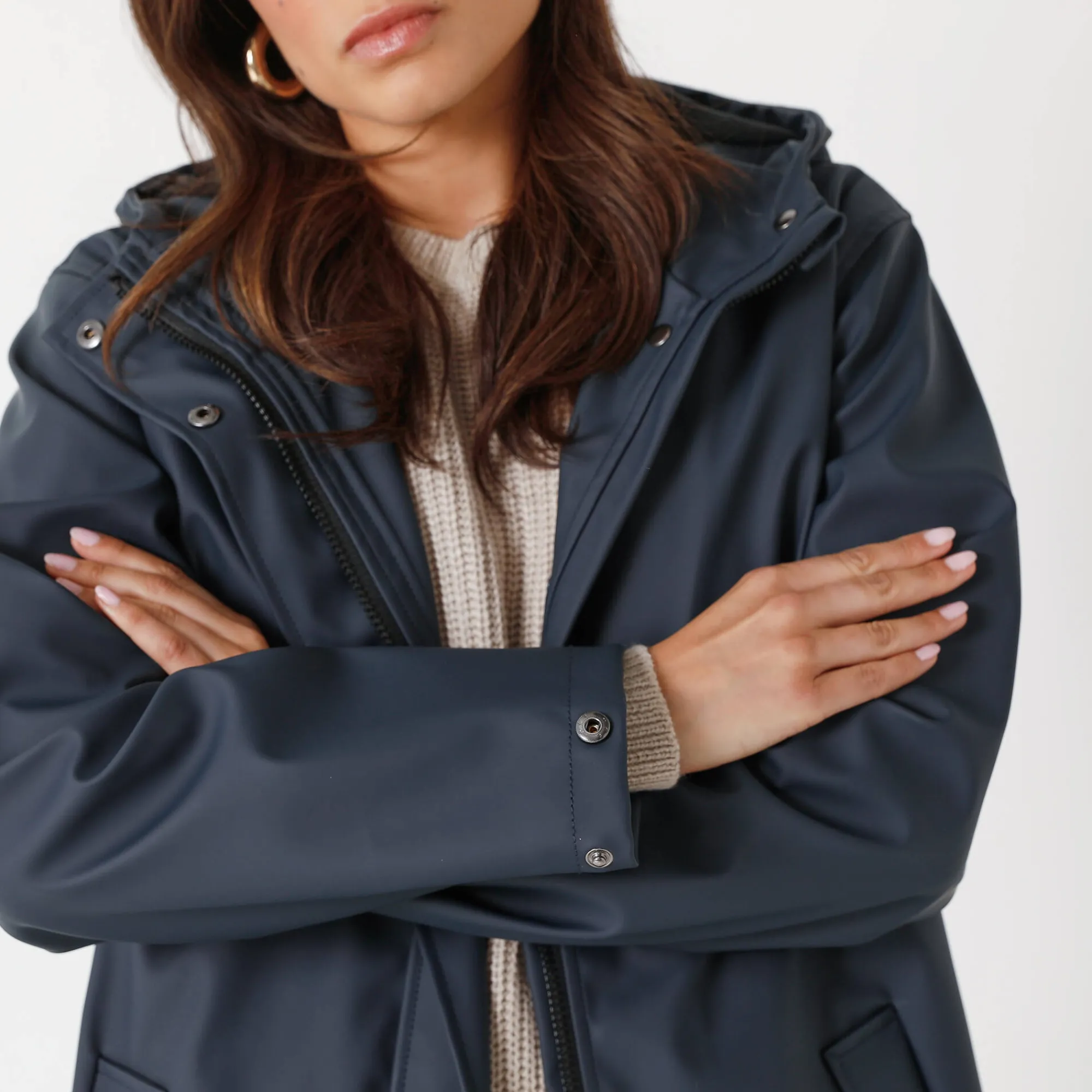 Parka En Donsjas<Blancheporte Lange regenjas, gevoerd met fleece, gerecycleerd polyester** marine