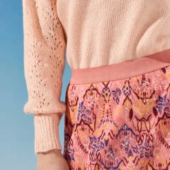 Rok<Blancheporte Lange rok met ikatprint, elastische taille roze