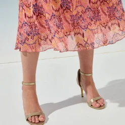 Rok<Blancheporte Lange rok met ikatprint, elastische taille roze