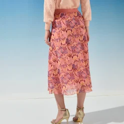 Rok<Blancheporte Lange rok met ikatprint, elastische taille roze