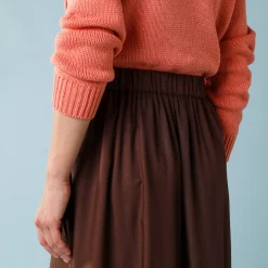 Feestoutfits Dames|Rok<Blancheporte Lange rok met knopen voor kleine lengtes chocolade