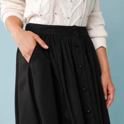 Feestoutfits Dames|Rok<Blancheporte Lange rok met knopen voor kleine lengtes zwart