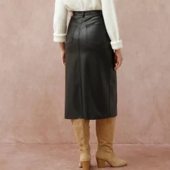 Rok<Blancheporte Lange rok met split, leeraspect(**) zwart
