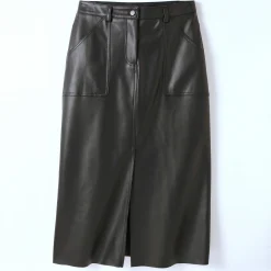 Rok<Blancheporte Lange rok met split, leeraspect(**) zwart