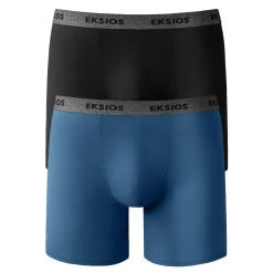 Ondergoed<Blancheporte Lange shorty in shortmodel - set van 2 zwart + grijsblauw