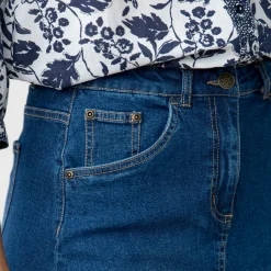 Rok<Blancheporte Lange, uitlopende rok in jeans stone used