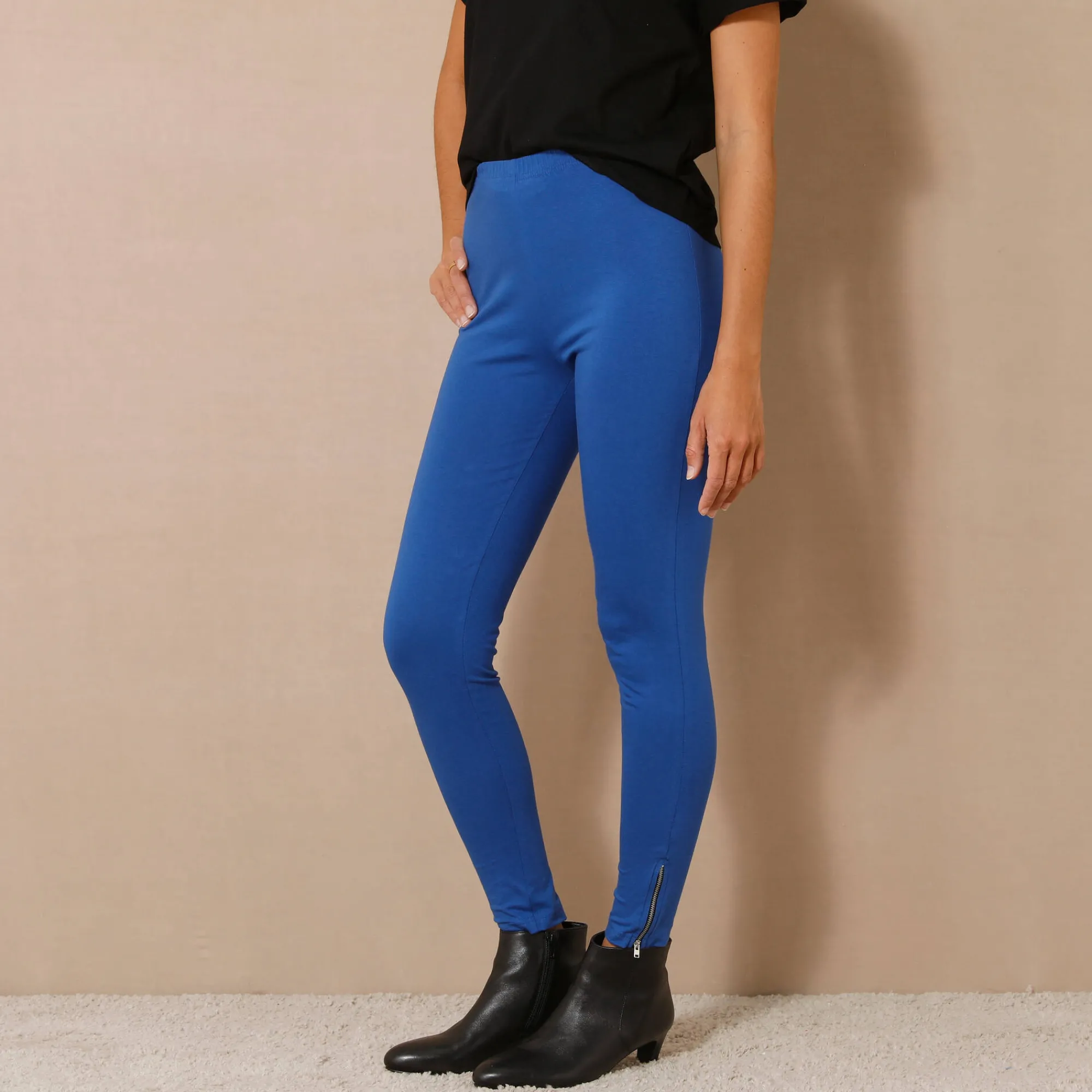 Legging<Blancheporte Legging met elastische taille en ritsjes onderaan felblauw