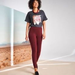 Legging<Blancheporte Legging met gestikte plooien, elastische taille bordeaux