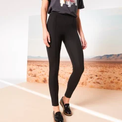 Legging<Blancheporte Legging met gestikte plooien, elastische taille zwart